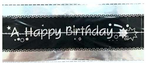 Happy Birthday Cake Frill - Black and Silver - Click Image to Close